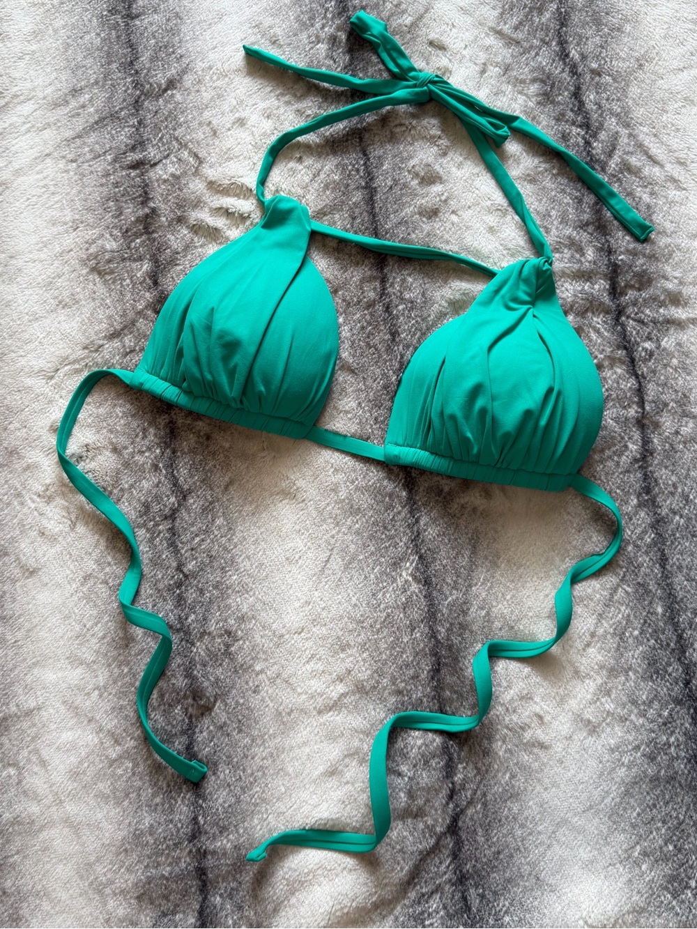 La Blanca Teal Triangle Halter Bikini Top